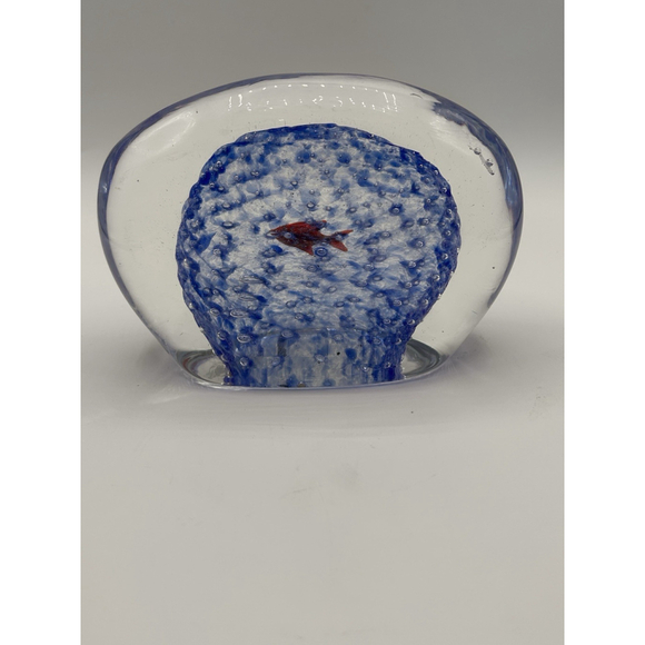 Vintage Murano Art Glass Fish Aquarium 5.5” Paperweight Fish With Sticker - Picture 4 of 8